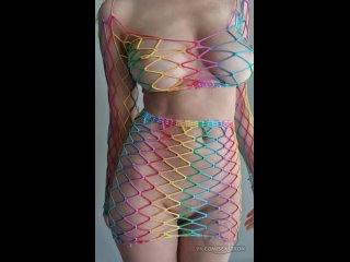 colorful fishnet outfit for today